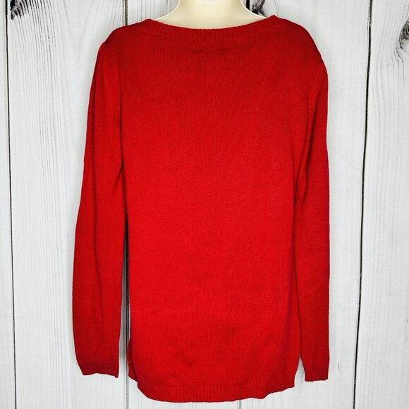 Cherokee Girls Red Sweater Long Sleeve Sz 6/6X Sequin Bow - Picture 5 of 7